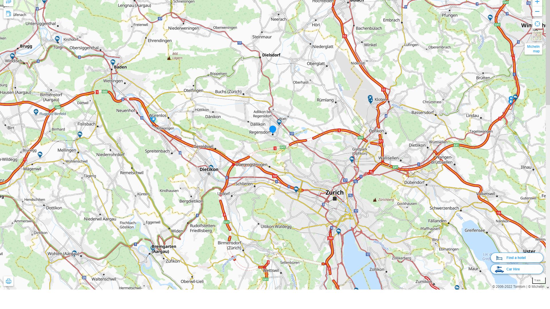 Regensdorf Highway and Road Map